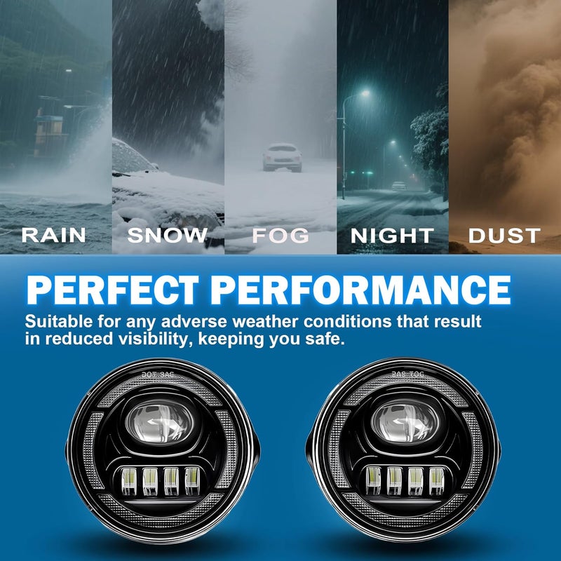 BOXLIGHT LED Fog Lights Assembly Compatible With 2007-2013 Ford Expedition / 2008-2011 Ford Ranger With Daytime Running Lights and Turn Signal Lights Front Bumper Driving Fog Lamp - Image 4